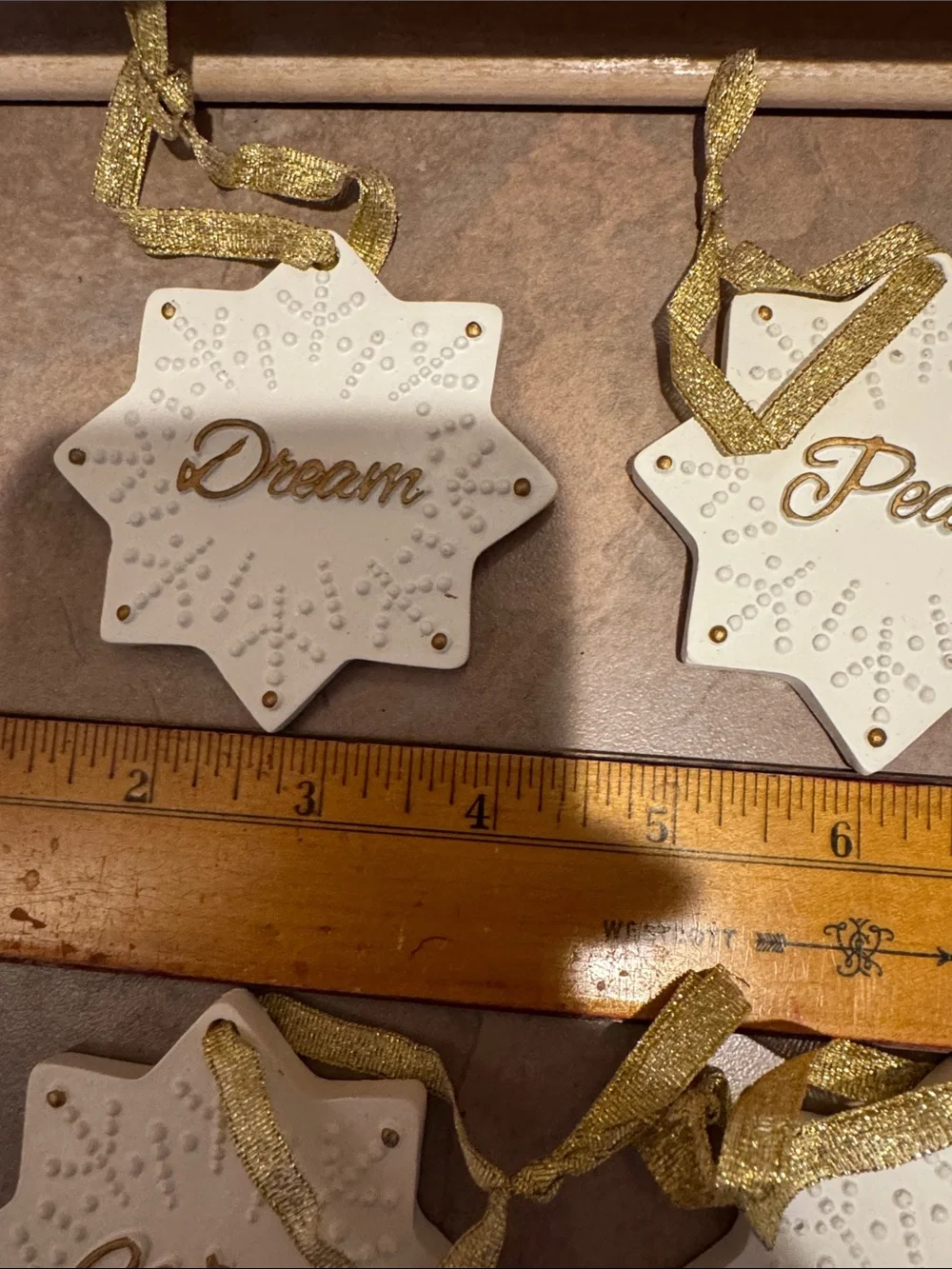 Holiday Star Ornament Set - White & Gold 
